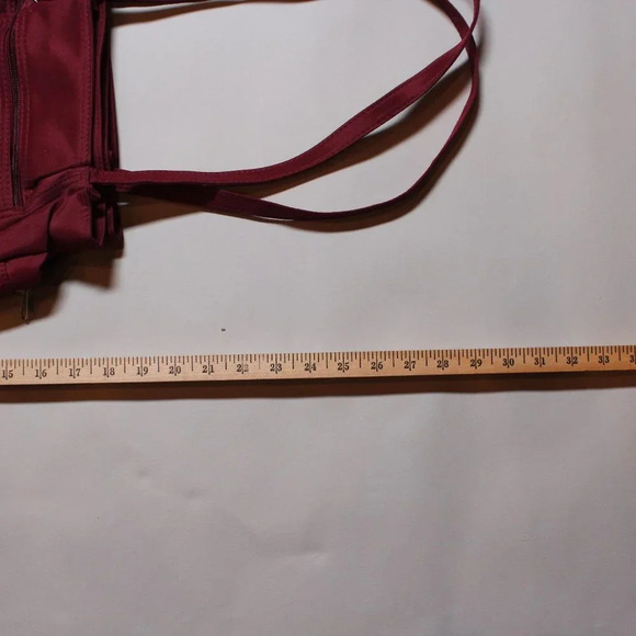 Burgundy Microfiber Shoulder Purse - Picture 7 of 8